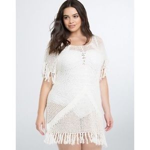 Adorable white crocheted swim suit cover